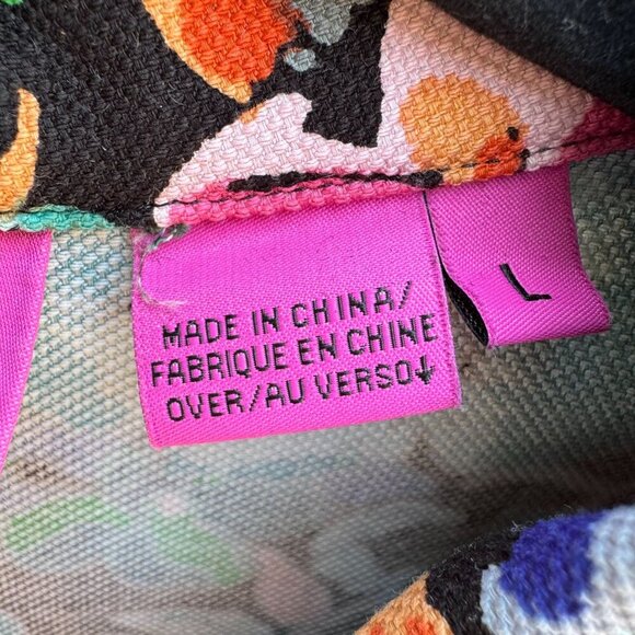 Diva By Dana Buchman Womens Cropped Dark Floral Stretch Long Sleeve Jacket L - Picture 10 of 10